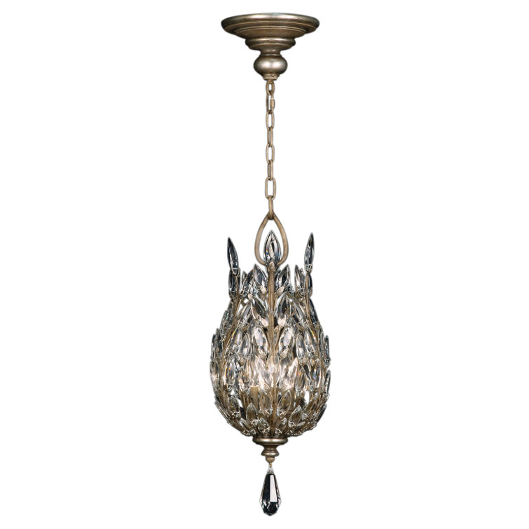 Gold Leaf Crystal 11" Round LED Pendant Light