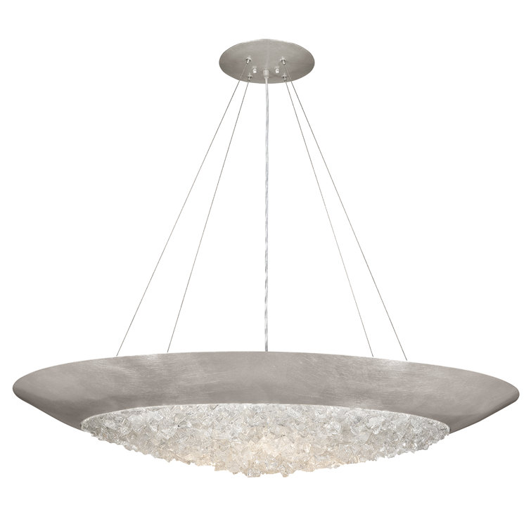 Lunar Radiance Crystal & Silver Leaf LED Pendant Light