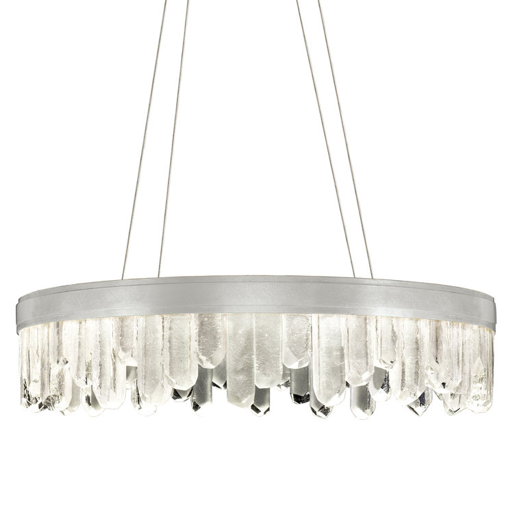 Lior Silver Leaf 20-Light LED Drum Chandelier with Rock Crystal Glass