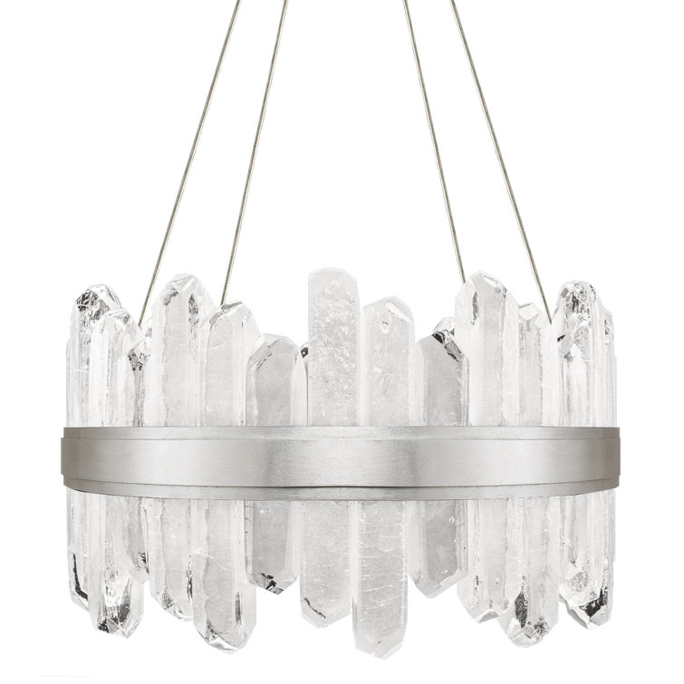 Lior 21" Silver Leaf LED Pendant with Rock Crystal Glass