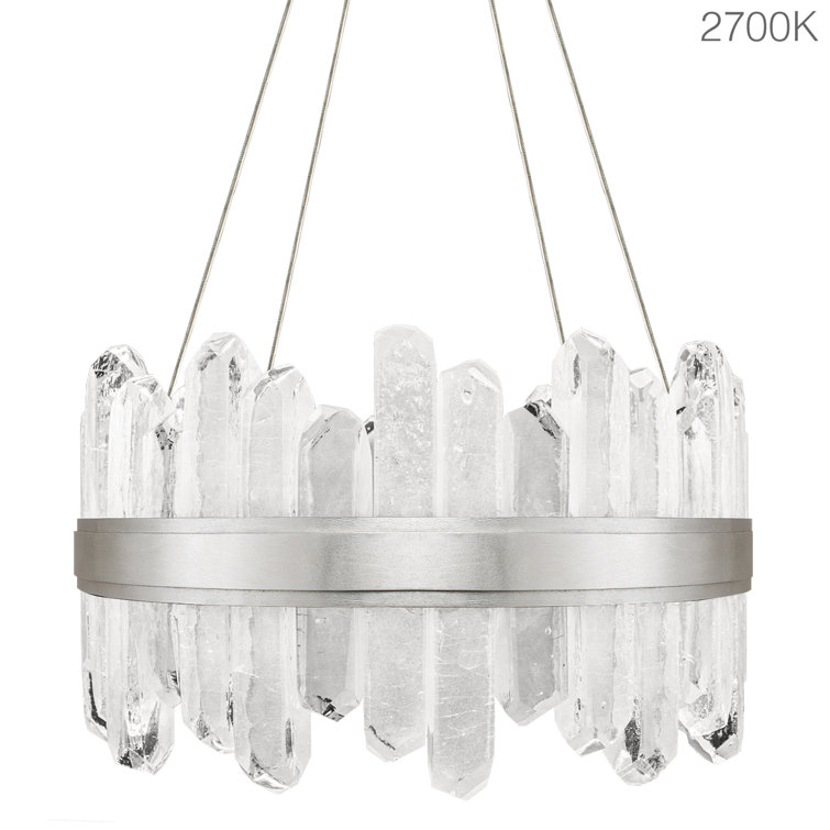 Lior 21" Silver Leaf LED Pendant with Rock Crystal Glass