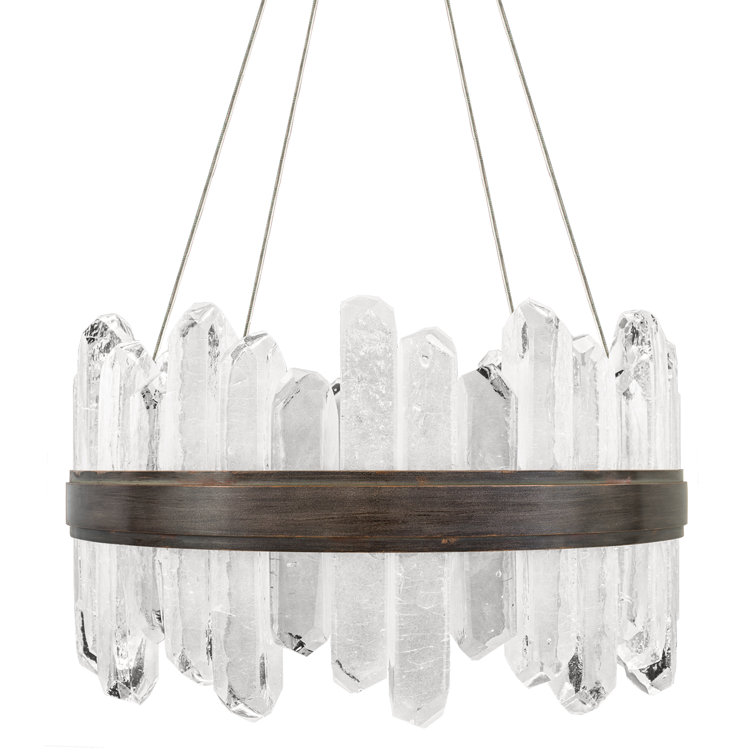 Lior Patinated Bronze 24-Light LED Pendant with Rock Crystal Glass