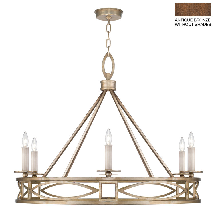 Antique Bronze 6-Light Round Candle Chandelier