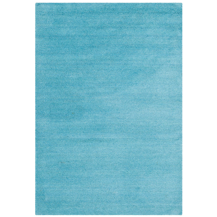 Turquoise Handmade Wool 9' x 12' Tufted Area Rug