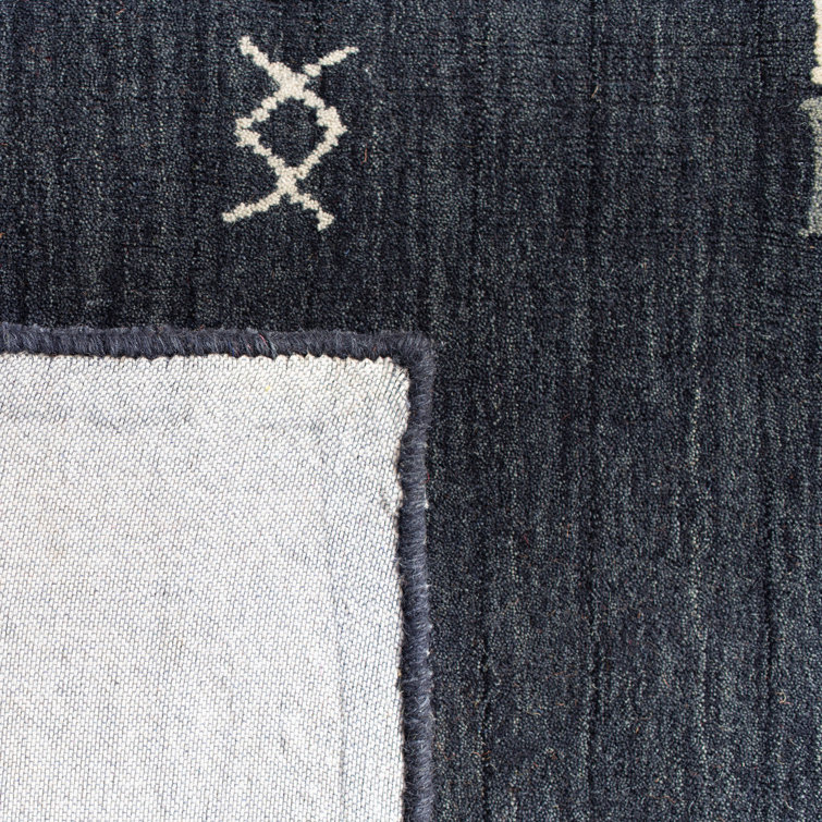 Charcoal Gray Hand-Knotted Wool Rectangular Rug 5' x 8'