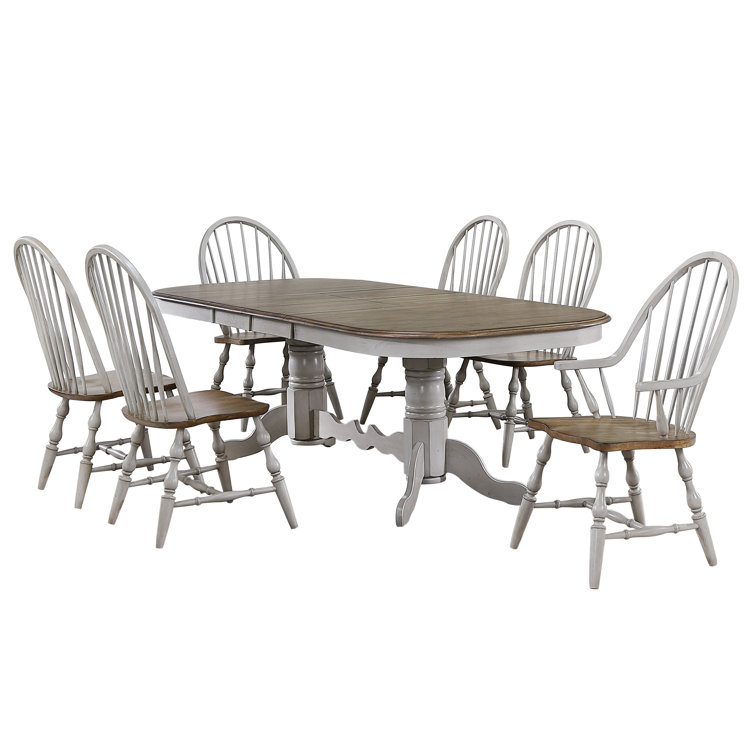 Country Grove 7-Piece Oval Extendable Dining Set in Gray and Brown