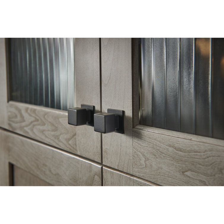 Brushed Nickel Square Knob Backplate 1" Modern Design