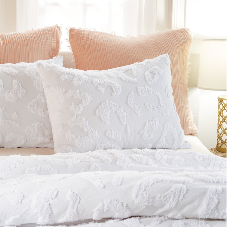 White Cotton Chenille Leopard Full/Queen Duvet Cover Set