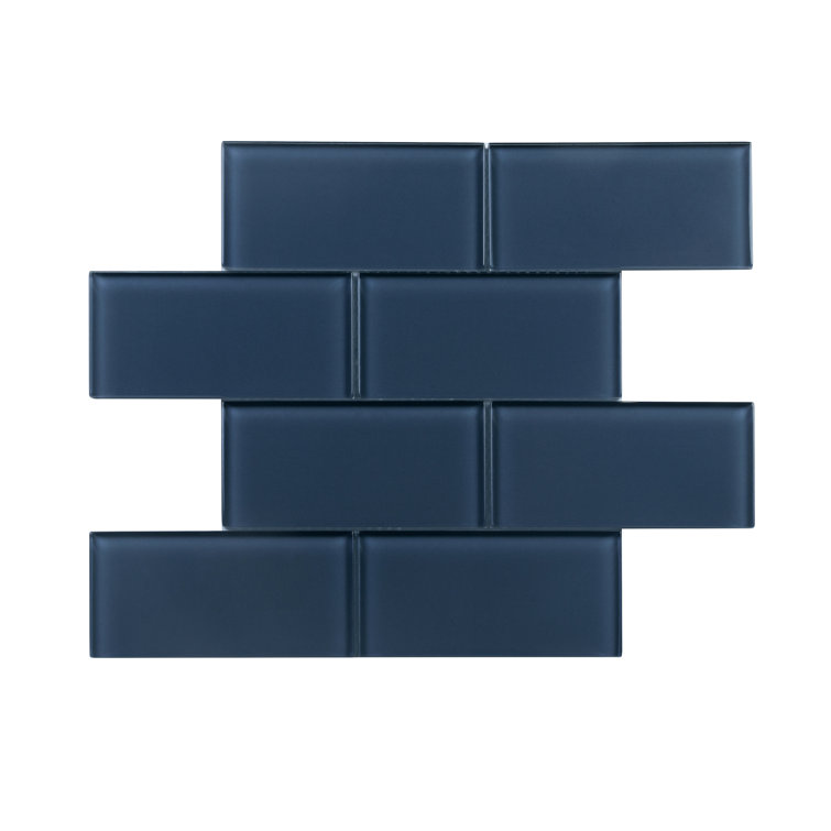 Denim Blue 3" x 6" Polished Glass Subway Tile