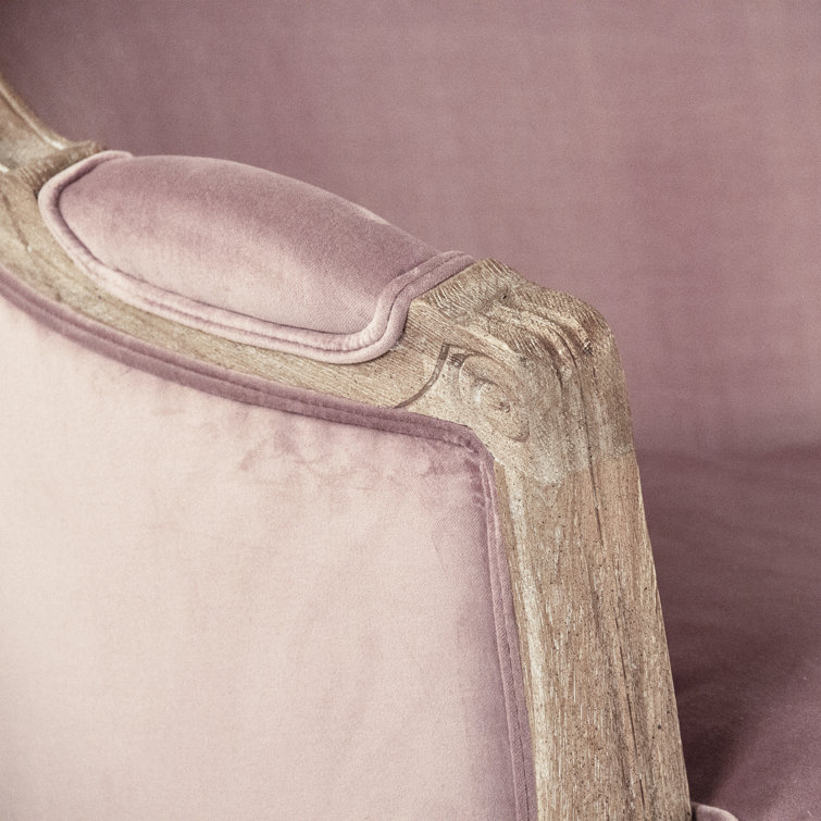 Dusty Rose Velvet Barrel Chair with Limed Grey Oak Frame