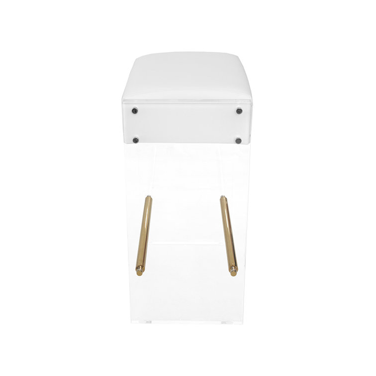 Indy 26" White and Brass Backless Counter Stool