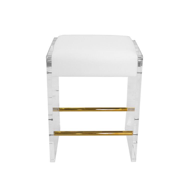Indy 26" White and Brass Backless Counter Stool