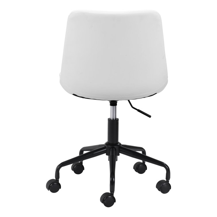 White Matte Metal Curved Office Desk Chair