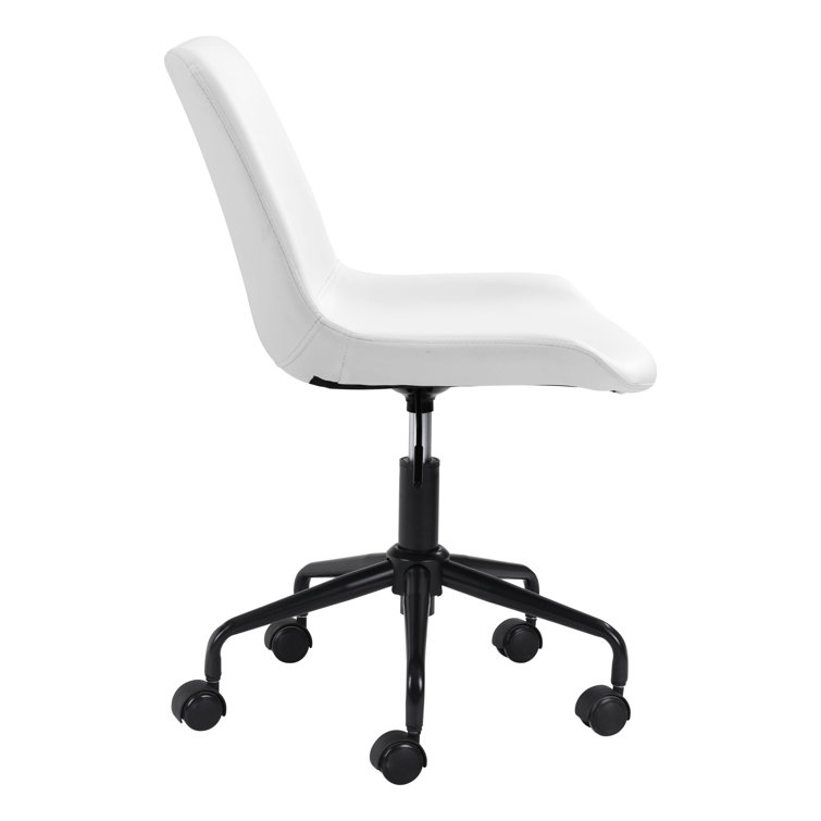 White Matte Metal Curved Office Desk Chair