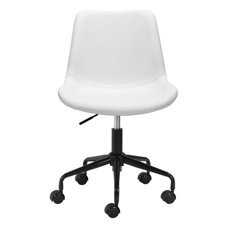 White Matte Metal Curved Office Desk Chair