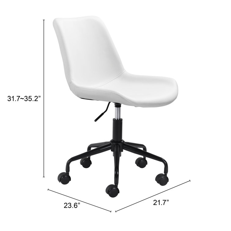 White Matte Metal Curved Office Desk Chair