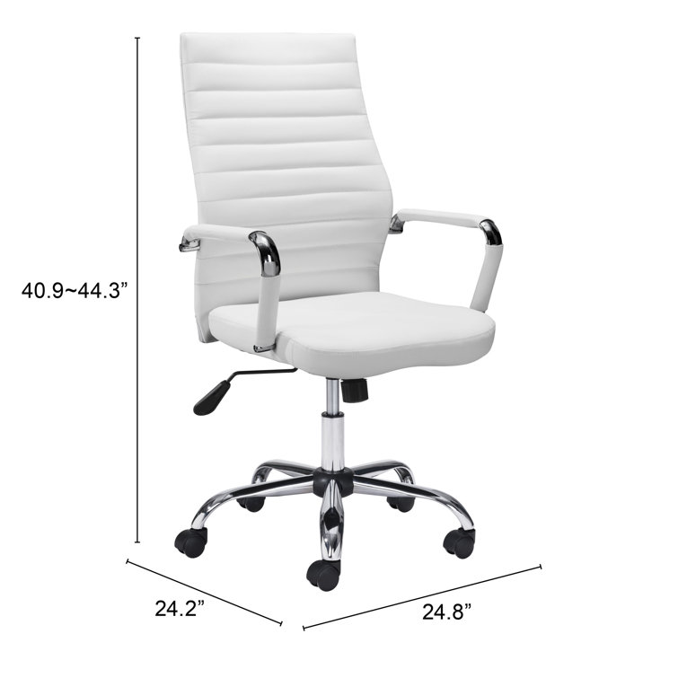 White High Back Leather Swivel Arm Chair