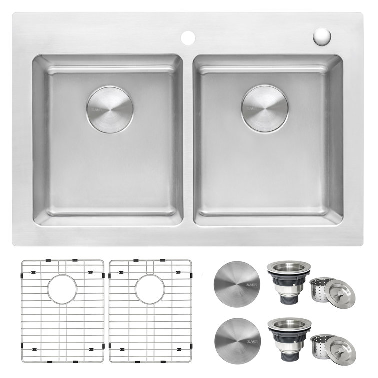 Ruvati 37" Stainless Steel Double Bowl Drop-In Kitchen Sink