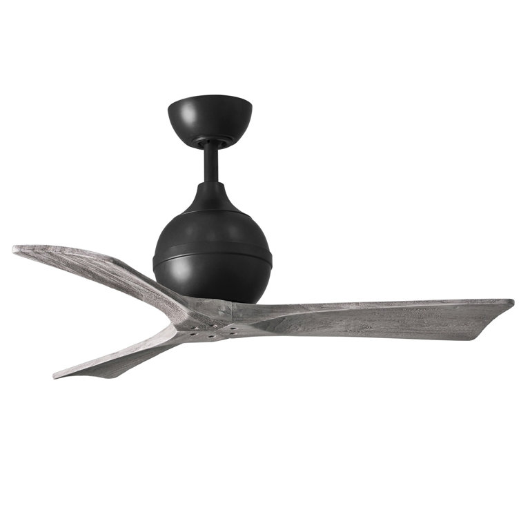 60-Inch Matte Black Ceiling Fan with Barn Wood Tone Blades
