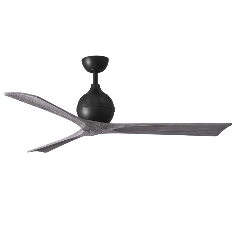 60-Inch Matte Black Ceiling Fan with Barn Wood Tone Blades