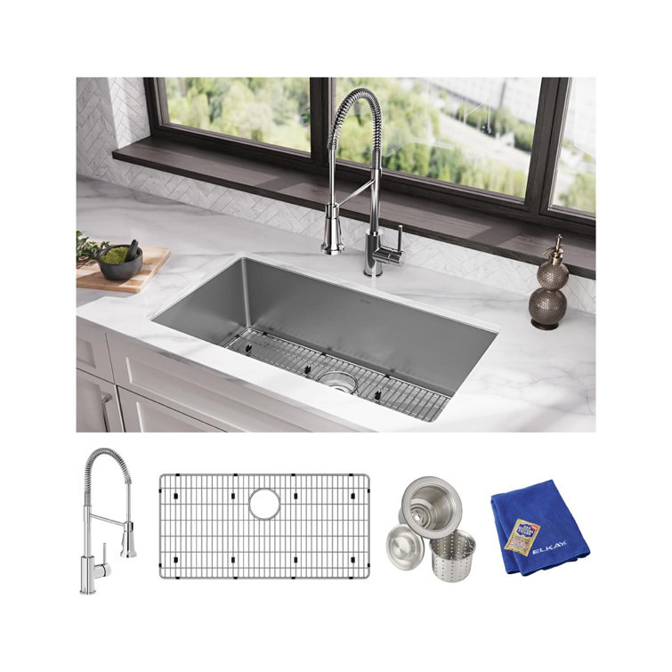 Crosstown Stainless Steel 32.5" Drop-In Single Bowl Sink Kit