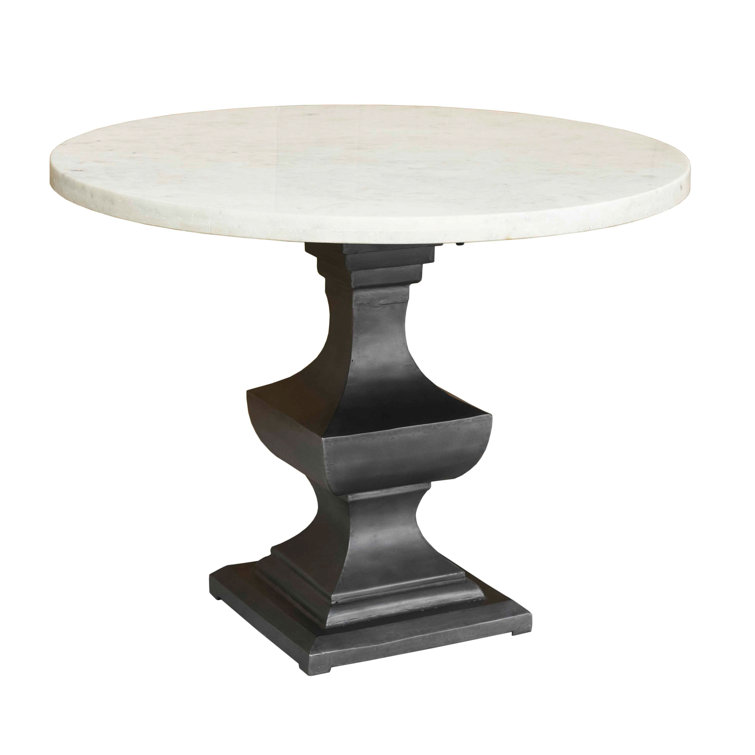 Haviland 40" Transitional Black Marble Round Dining Table