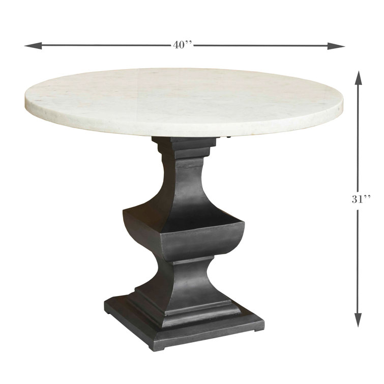 Haviland 40" Transitional Black Marble Round Dining Table