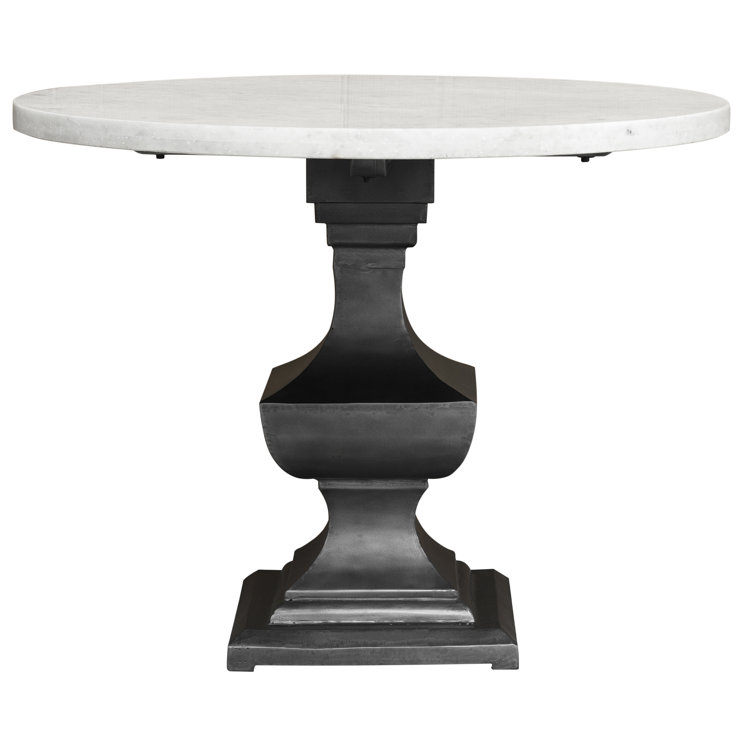 Haviland 40" Transitional Black Marble Round Dining Table