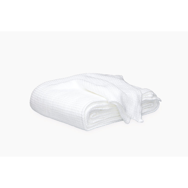 Luxurious White Cotton Waffle Full/Queen Blanket