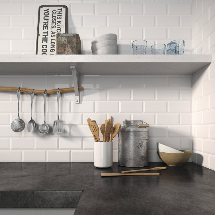 Crown Heights 3" x 6" White Beveled Ceramic Subway Tile