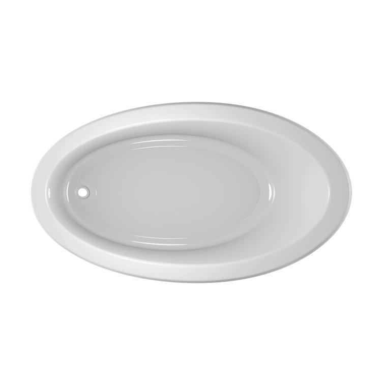 Signature 66" x 38" White Acrylic Oval Drop-In Soaking Bathtub