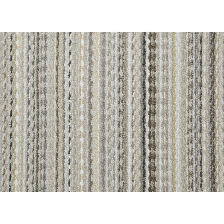 Carnival Stripe 12' Square Tufted Polypropylene Rug in Earth Tones