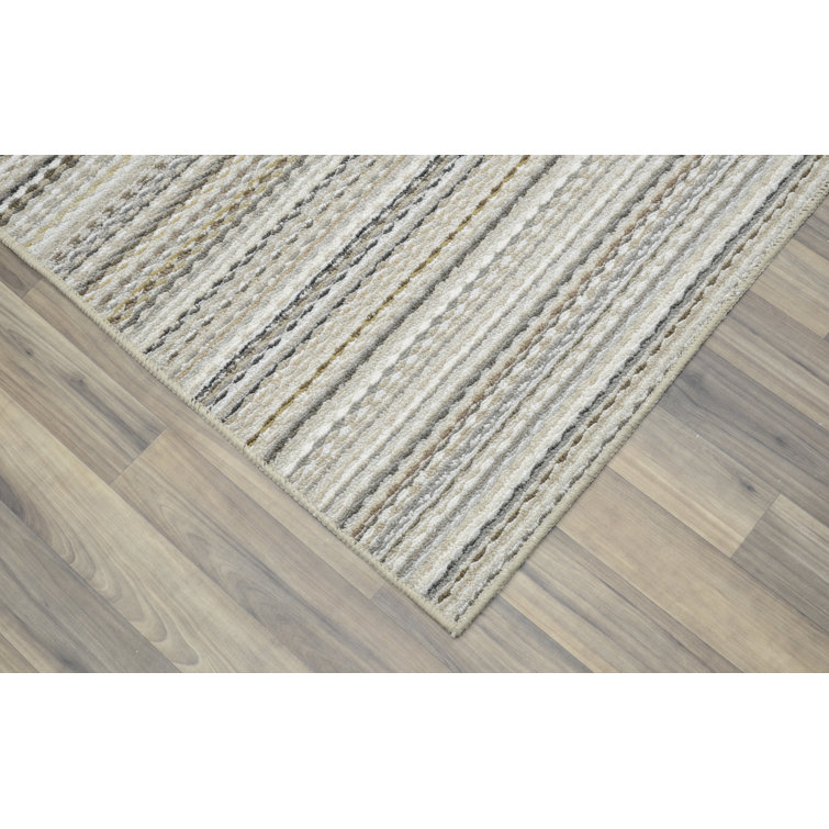 Carnival Stripe 12' Square Tufted Polypropylene Rug in Earth Tones