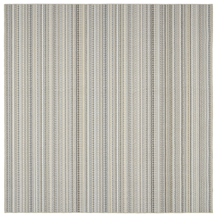 Carnival Stripe 12' Square Tufted Polypropylene Rug in Earth Tones