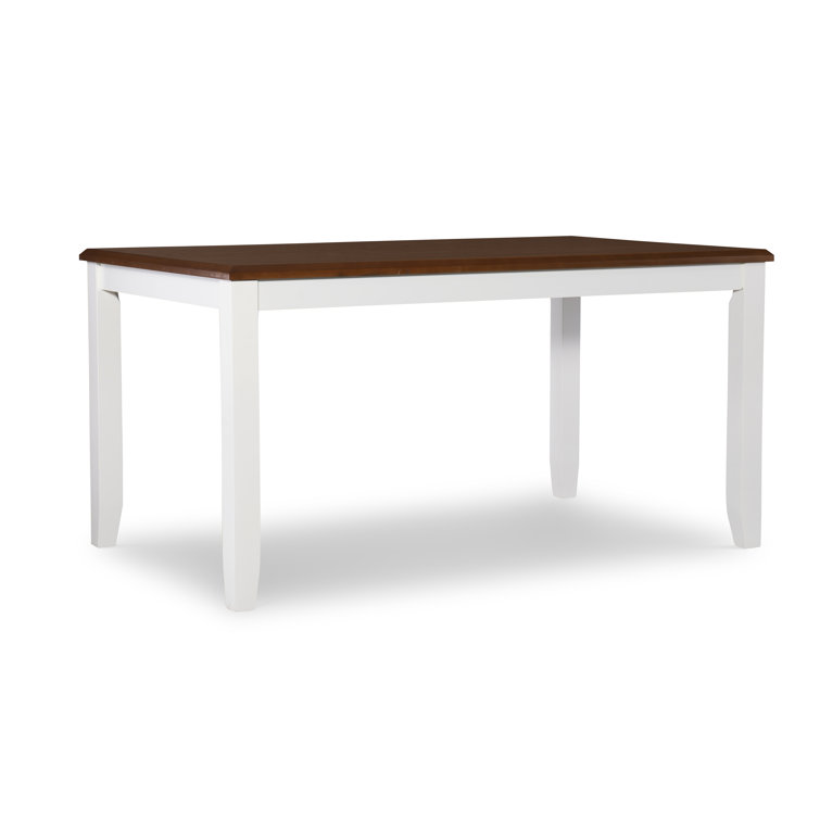 Vanilla White and Honey Brown 6-Piece Dining Set with Upholstered Chairs