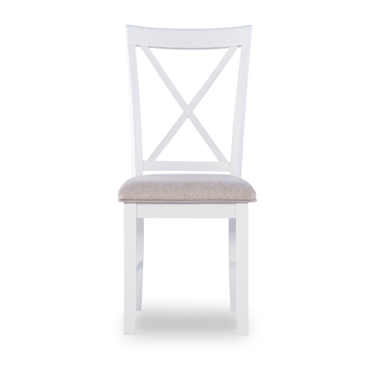 Vanilla White and Honey Brown 6-Piece Dining Set with Upholstered Chairs