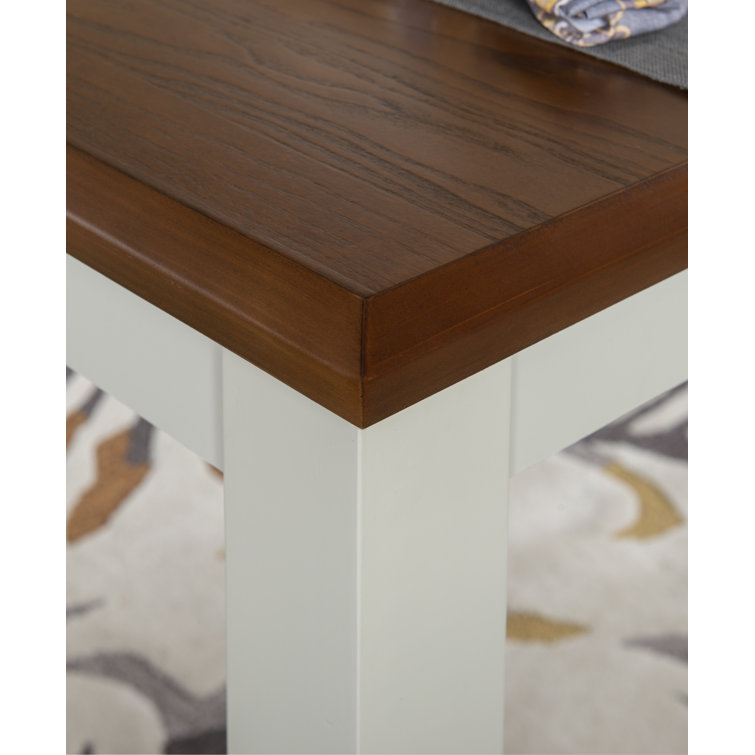 Vanilla White and Honey Brown 6-Piece Dining Set with Upholstered Chairs