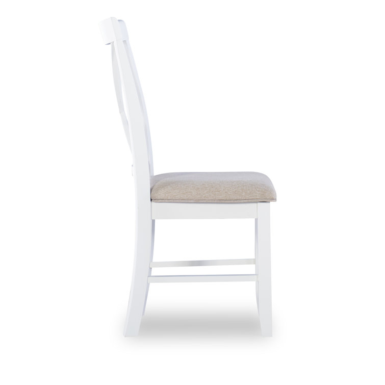 Vanilla White and Honey Brown 6-Piece Dining Set with Upholstered Chairs