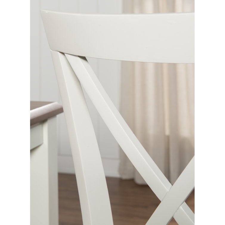 Vanilla White and Honey Brown 6-Piece Dining Set with Upholstered Chairs