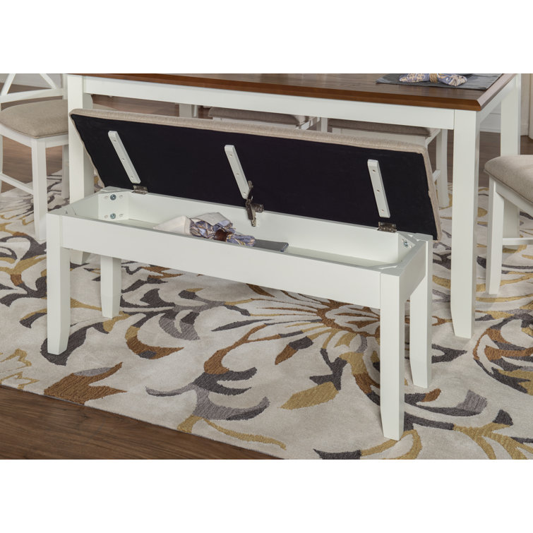 Vanilla White and Honey Brown 6-Piece Dining Set with Upholstered Chairs
