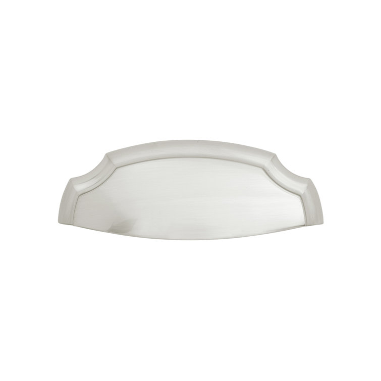 Satin Nickel Traditional Cup Cabinet Pull with Mounting Hardware