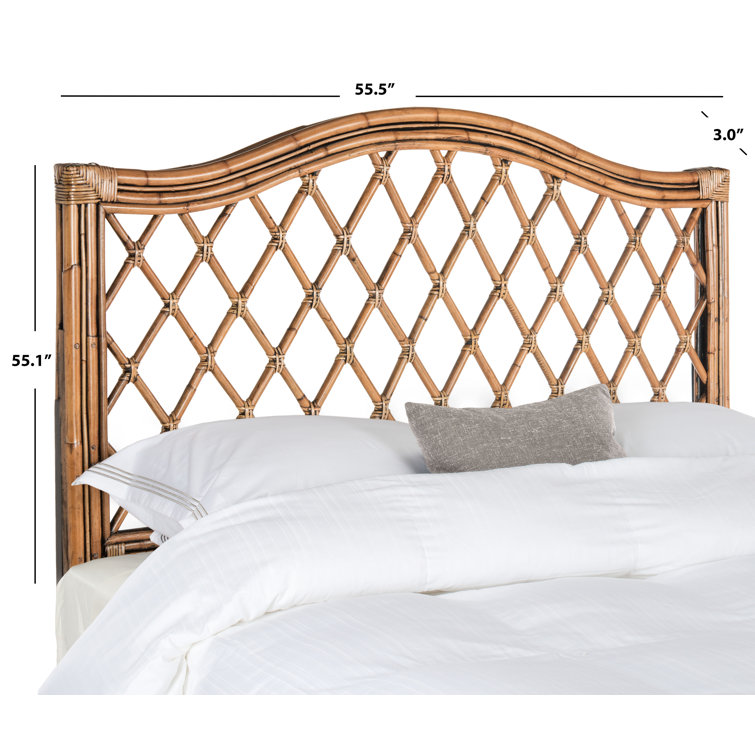 Transitional Full-Size Wicker Headboard in Rich Beige Tones