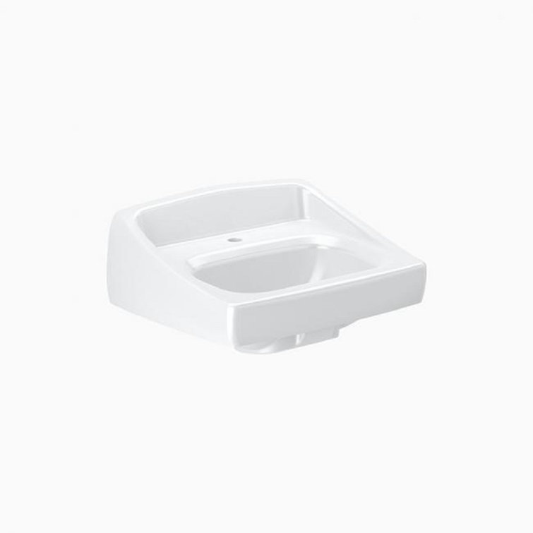 White Ceramic Wall-Mount Rectangular Bathroom Sink