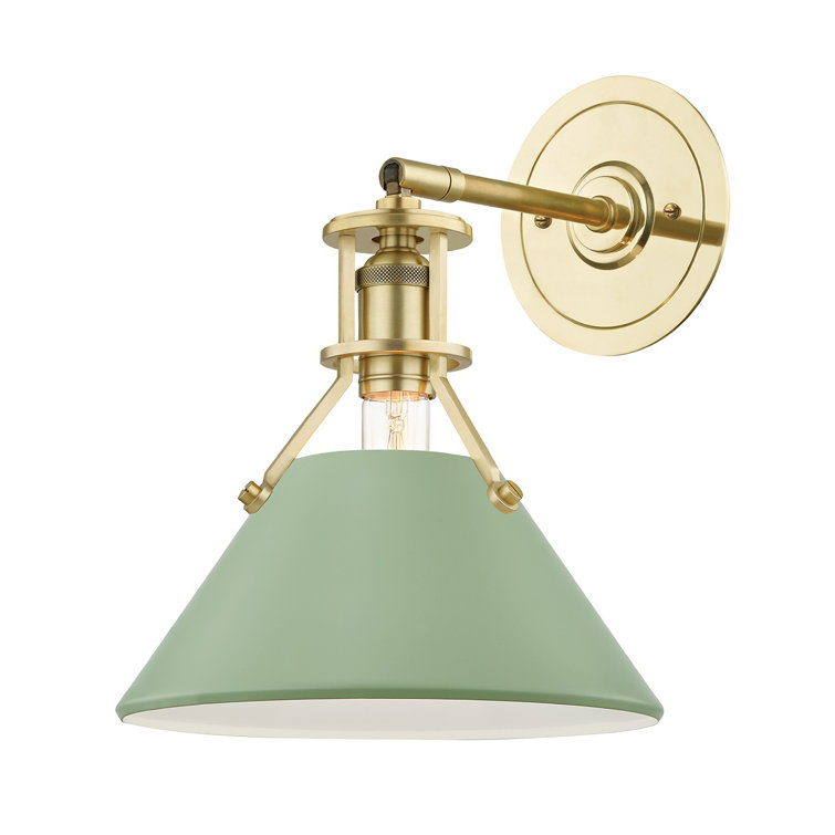 Lowell Aged Brass 1-Light Sconce with Darkest Blue Steel Shade