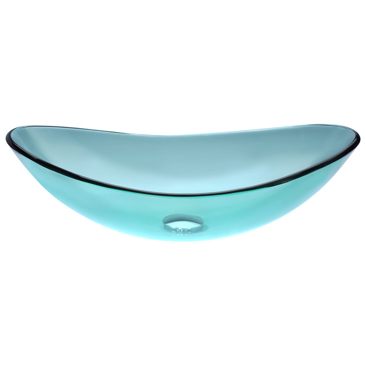 Lustrous Green Oval Tempered Glass Vessel Sink