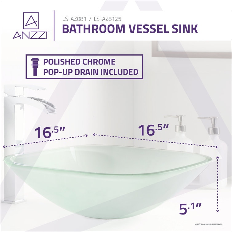 Victor 16.5'' Frosted Glass Square Above-Counter Bathroom Sink