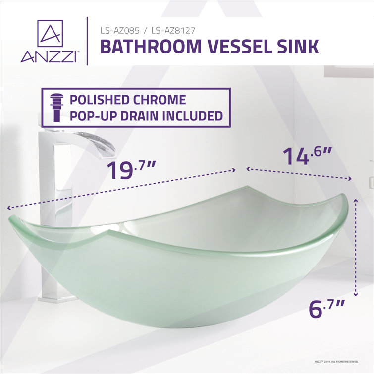 Lustrous Frosted 19.7'' Clear Glass Oval Vessel Sink
