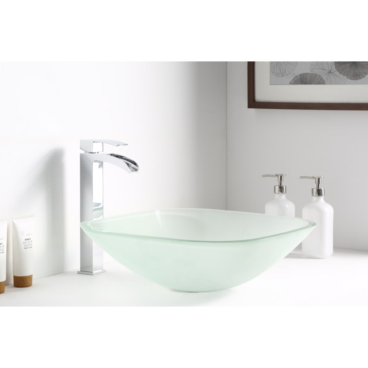 Victor 16.5'' Frosted Glass Square Above-Counter Bathroom Sink