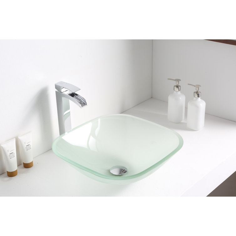 Victor 16.5'' Frosted Glass Square Above-Counter Bathroom Sink
