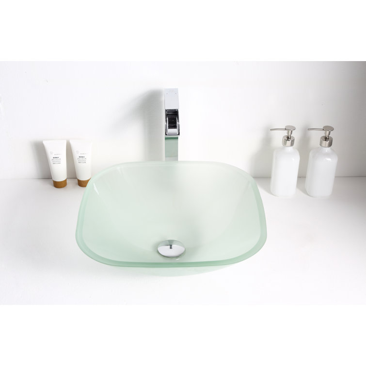 Victor 16.5'' Frosted Glass Square Above-Counter Bathroom Sink